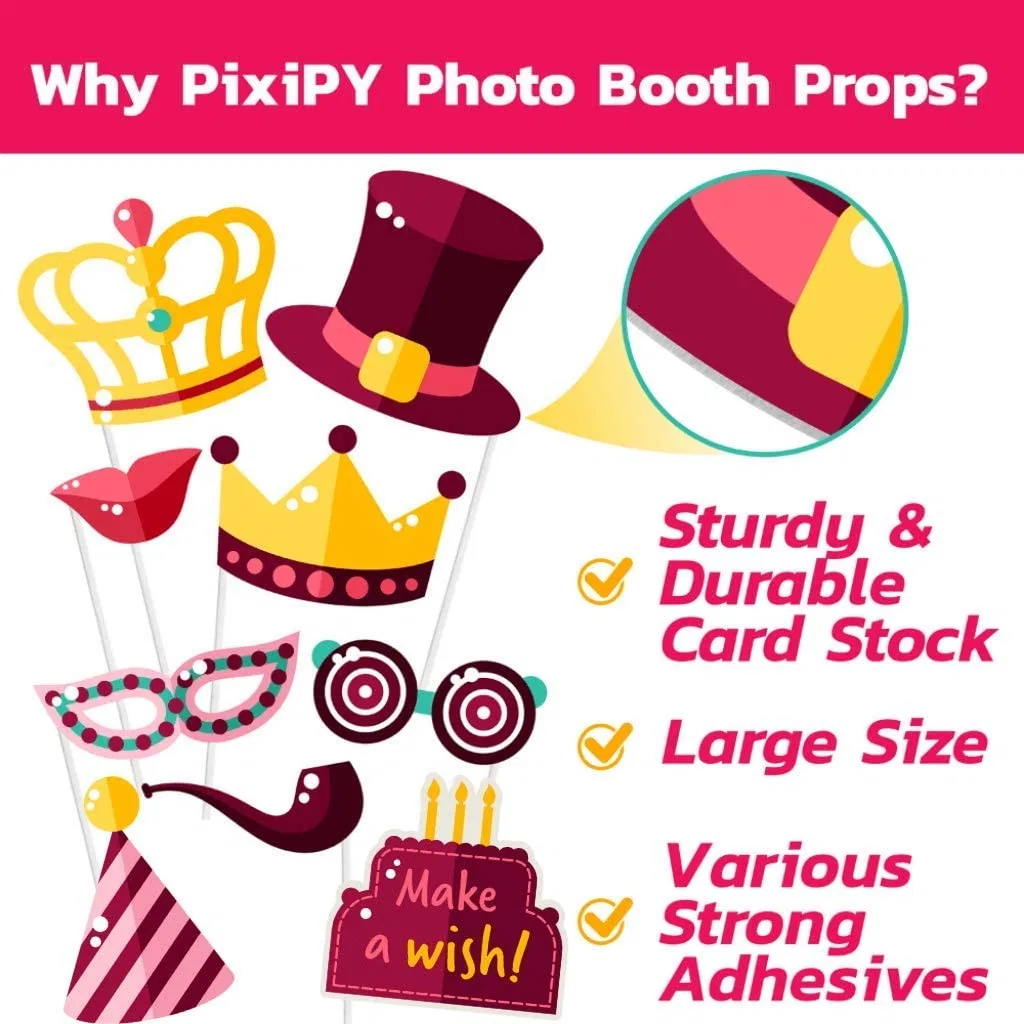 Birthday Photo Booth Props - Birthday Party Photobooth Props and Signs (17 Count) - Large and Durable Happy Birthday Photo Booth Props - Cute &amp; Funny Birthday P