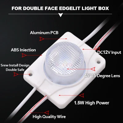 High Power LED Module Edgelit 45X15 Degree Lens White Color 6500K 1.5W IP67 12V Billboard 5 Years Warranty SMD3030 Edgelit LED Modules